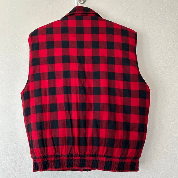 Vintage Ozark Trail buffalo plaid vest Flannel full zip pockets 90s outdoor M - Picture 8 of 12